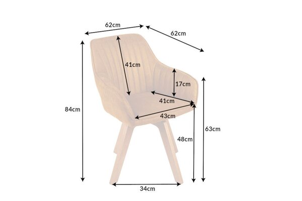 Chaise de bureau pivotante Retro en velours bois jaune naturel