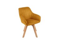 Chaise de bureau pivotante Retro en velours bois jaune...