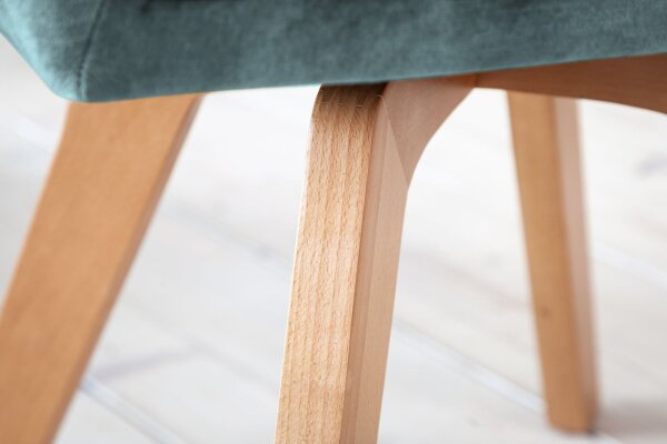 Chaise de bureau pivotante velours bois pétrole nature design rétro