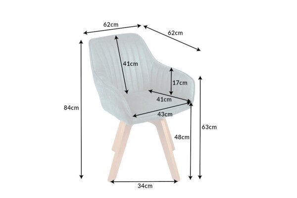 Chaise de bureau pivotante velours bois pétrole nature design rétro