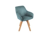 Chaise de bureau pivotante velours bois p&eacute;trole...