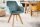 Chaise de bureau pivotante velours bois pétrole nature design rétro