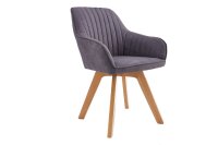 Chaise pivotante sans roulettes Gris Naturel en tissu...