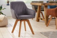 Chaise pivotante sans roulettes Gris Naturel en tissu...