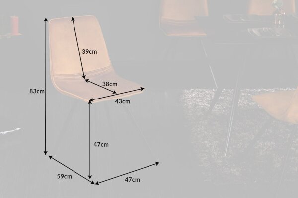 Chaise de salle à manger velours métal jaune noir sans accoudoirs