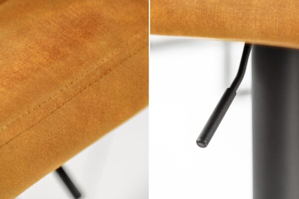 Chaise de comptoir réglable en hauteur velours métal jaune noir