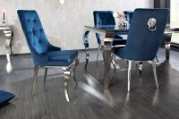 Chaise de salle à manger bleu argent baroque en...
