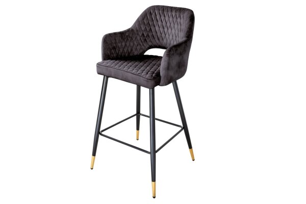 Chaise de bar avec dossier velours métal gris noir or VENUS