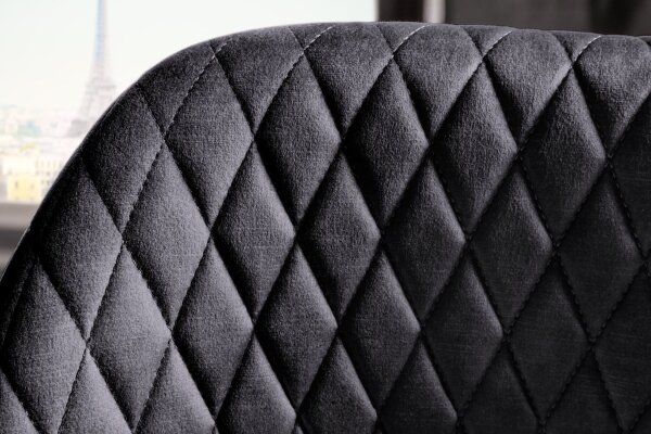 Chaise de bar avec dossier velours métal gris noir or VENUS