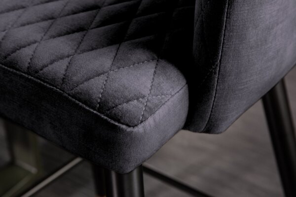 Chaise de bar avec dossier velours métal gris noir or VENUS