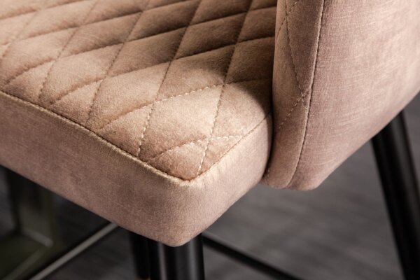 Tabouret de bar velours métal gris noir or rétro