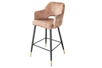 Tabouret de bar velours m&eacute;tal gris noir or...