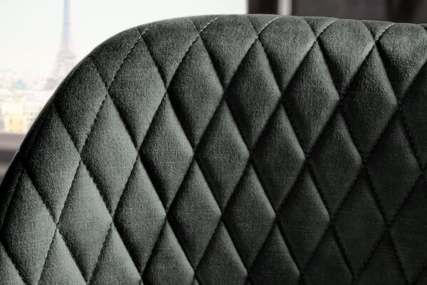 Chaise de comptoir velours métal rétro noir vert-gris
