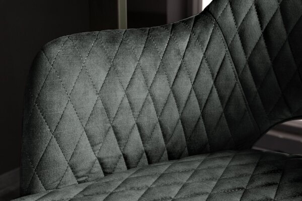 Chaise de comptoir velours métal rétro noir vert-gris