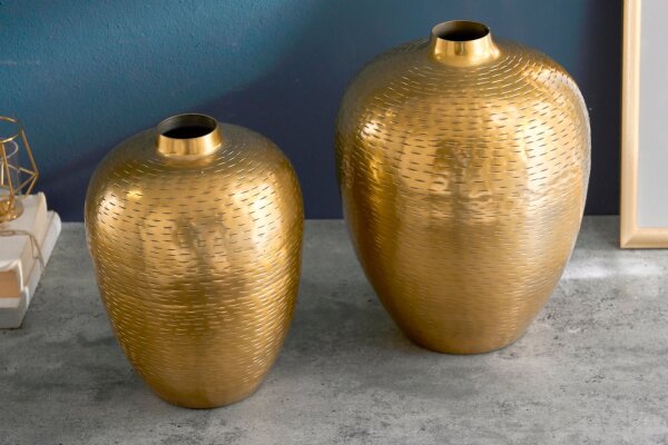 Vase décoratif, set de 2 pièces, travail manuel, martelé, unique en or