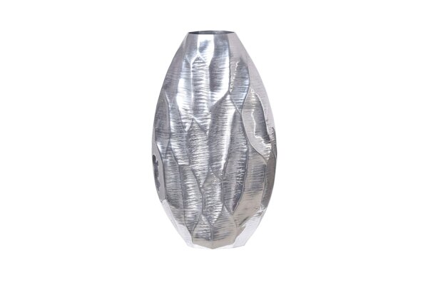 Vase décoratif en métal martelé H : 44 cm pièce unique en argent