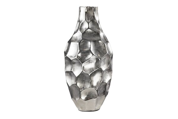 Vase décoratif en argent martelé 45 cm de haut en métal fait main