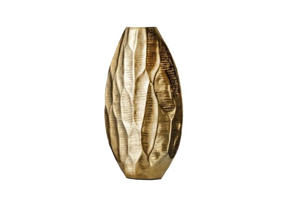 Vase décoratif Or Travail manuel H : 44 cm Pièce unique Métal martelé