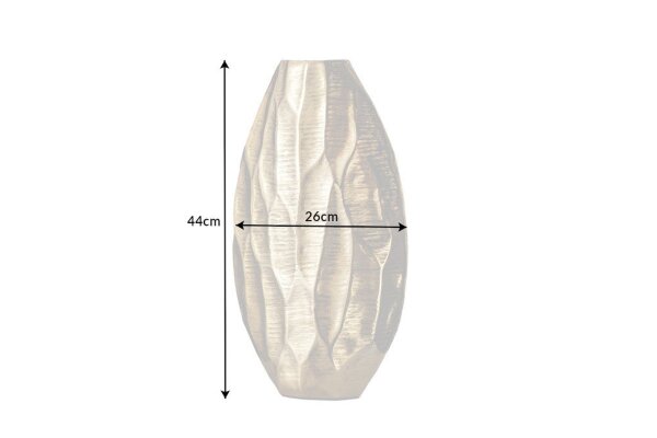 Vase décoratif Or Travail manuel H : 44 cm Pièce unique Métal martelé