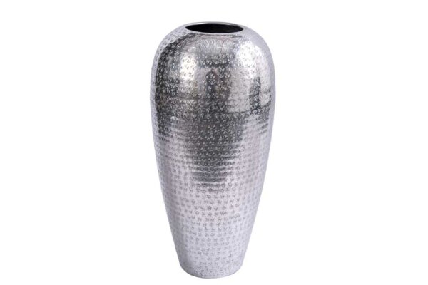 Vase décoratif fait main H : 50 cm martelé pièce unique en argent