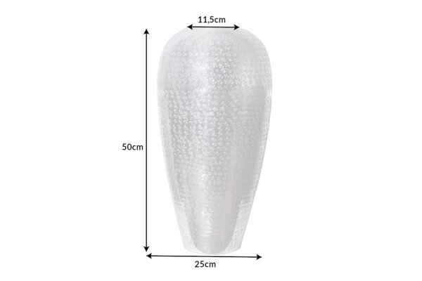 Vase décoratif fait main H : 50 cm martelé pièce unique en argent