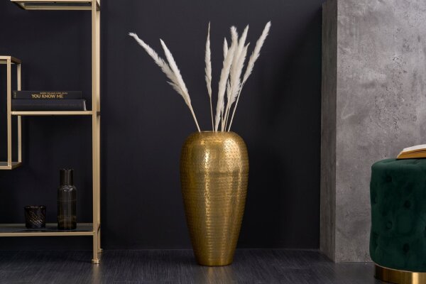 Vase décoratif fait main H : 50 cm martelé pièce unique en or