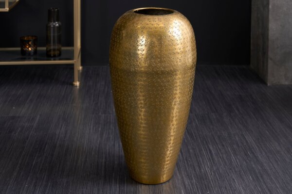 Vase décoratif fait main H : 50 cm martelé pièce unique en or