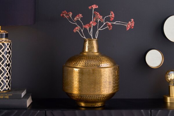 Vase décoratif fait main martelé Ø 31 cm en cuivre antique