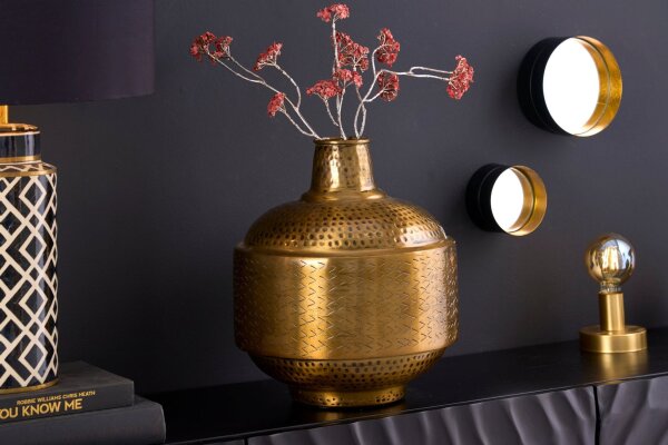Vase décoratif fait main martelé Ø 31 cm en cuivre antique