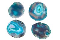 Set de 4 soucoupes en agate bleu-vert, travail manuel unique