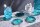 Set de 4 soucoupes en agate bleu-vert, travail manuel unique