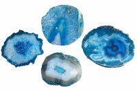 Set de 4 rondelles dagate en bleu, travail manuel unique