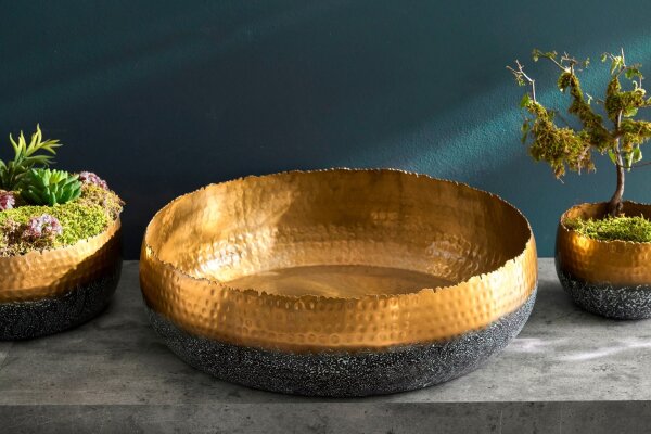 Coupe décorative artisanale Ø 52 cm rond métal martelé