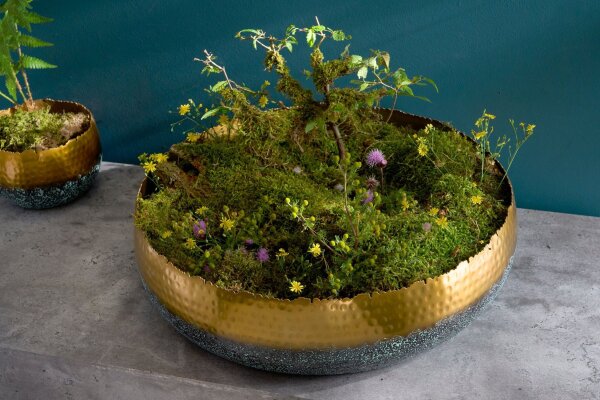 Coupe décorative artisanale Ø 52 cm rond métal martelé