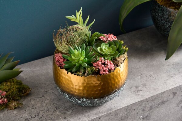 Coupe décorative en métal fait main Ø 18 cm petit coup de marteau