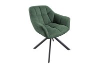 Chaise de bureau sans roulettes verte noire en tissu...