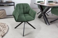 Chaise de bureau sans roulettes verte noire en tissu...