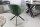 Chaise de bureau sans roulettes verte noire en tissu métal pivotant