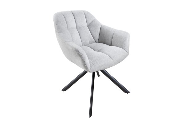 Chaise pivotante sans roulettes gris noir en tissu métal rétro