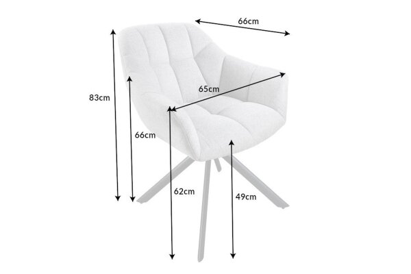 Chaise pivotante sans roulettes gris noir en tissu métal rétro