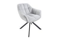 Chaise pivotante sans roulettes gris noir en tissu...