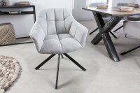 Chaise pivotante sans roulettes gris noir en tissu...