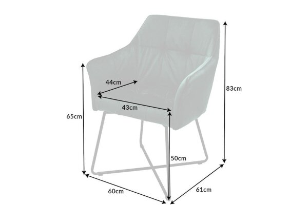 Chaise de salle à manger velours métal vert noir avec accoudoirs