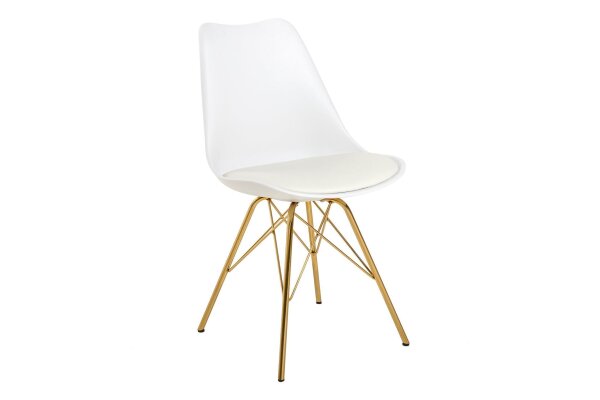 Chaise de salle à manger similicuir métal blanc or sans accoudoirs