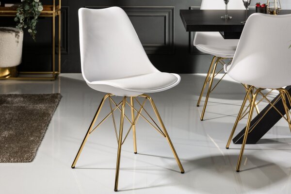 Chaise de salle à manger similicuir métal blanc or sans accoudoirs
