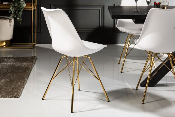 Chaise de salle à manger similicuir métal blanc or sans accoudoirs