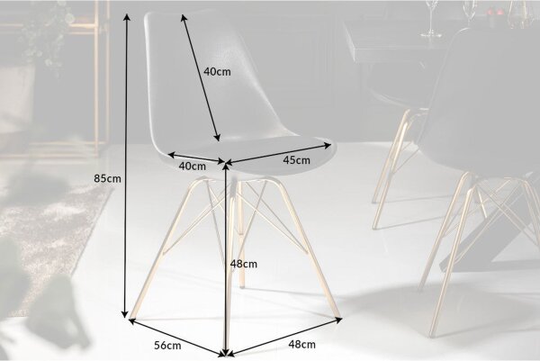 Chaise de salle à manger noir or sans accoudoirs similicuir métal
