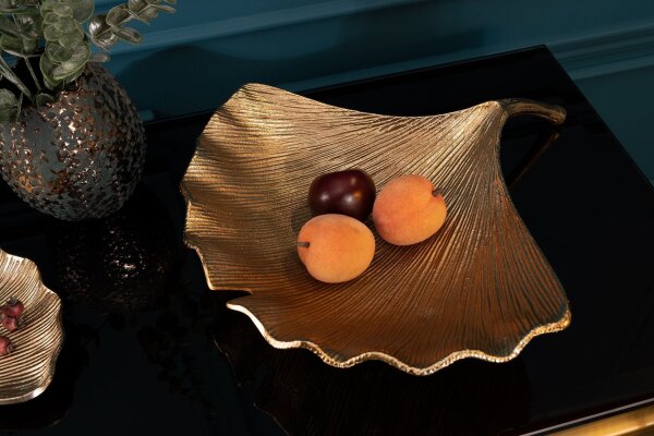 Coupe décorative en métal 42 cm de long en or Ginko Asiatique