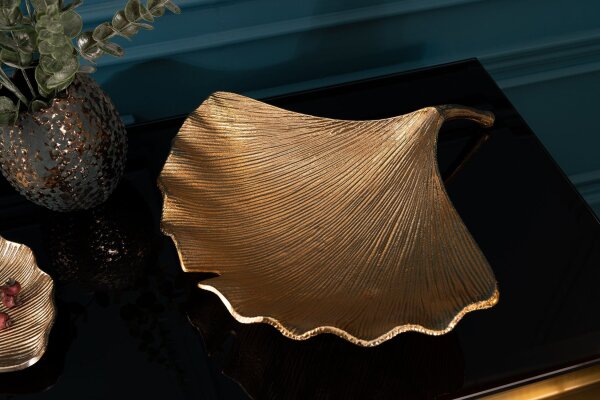 Coupe décorative en métal 42 cm de long en or Ginko Asiatique
