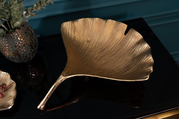 Coupe décorative en métal 42 cm de long en or Ginko Asiatique